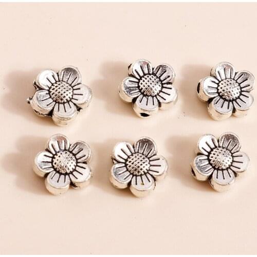 40pcs 8*8mm Alloy Flower Connectors Charms for Bracelets Necklaces Making Accessories Plant Charms Jewelry Findings Supplies