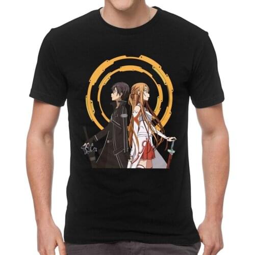 Sword Art Online T-Shirts Men Fashion T Shirts Short Sleeve Anime Manga Sao Kirito Yuuki Asuna Tshirt Cotton Tee Tops Clothing