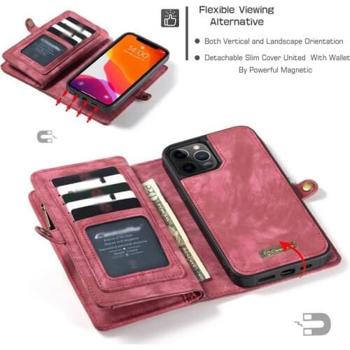 Magnetic Double Layer Wallet Leather Phone Case For iPhone 11 Case For iPhone 12 Pro Max XS XR 8 7 6 Plus Cover Case