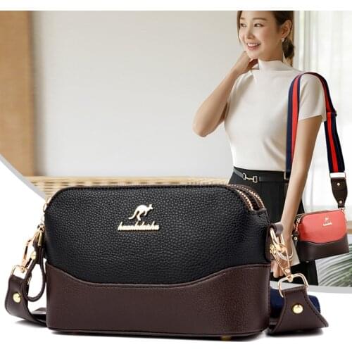 Small Patchwork Shoulder Bags for Women 2021 New Trend Vintage Pu Leather Messenger Handbag Female Broadband Flap Crossbody Bag