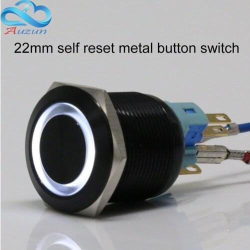 The 22-mm reset metal button switch instantaneously alumina 5A red and yellow black 6V 12V24V220v