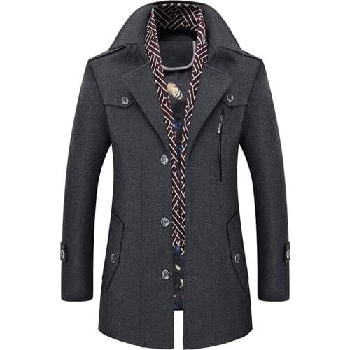 Mens coat men wool fashion winter coat man trench coats jackets for men clothing man jacket gray jacket woolen trench coat men
