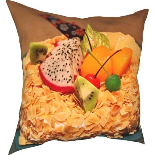 Gourmet fruit cake soft flannel sofa decoration and household cotton pillow cover sofa seat decoration car pillow cover