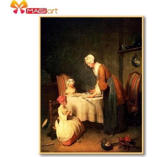 Cross stitch kits Embroidery needlework sets 11CT water soluble canvas patterns 14CT Full Portrait lunch -NCMP102