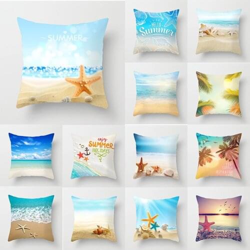 Sea Beach Decorative Cushion Cover Outdoor Nordic Art Personalized Pillow Cover 45*45 Funny Throw Pillows for Bed Summer Custom
