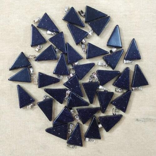 Wholesale 50pcs/lot 2016 fashion high quality blue sand stone triangle shape charms pendants fit necklace making free