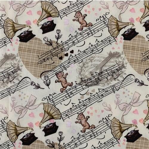 Wide110cm phonograph Music Note Stave Bear Letter love Faith Heart Cross Christmas Plain Cotton Fabric Bundle DIY Patchwork