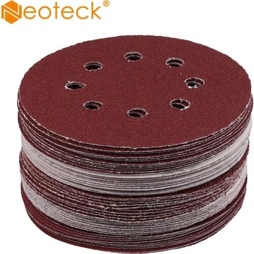 Proster 50 pcs 50PC 125mm 5" Sanding Disc Pads 40-180 Mix Grit Sander 8 Hole Sandpaper