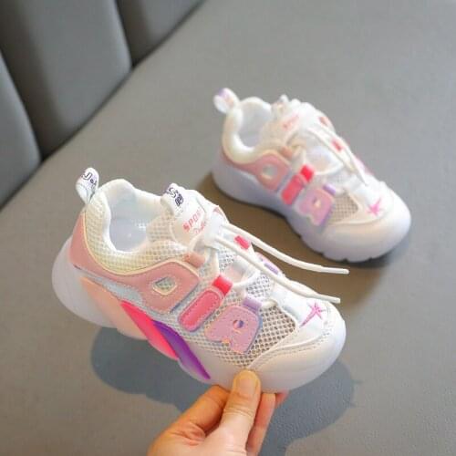 Rainbow Girls' Shoes 2021 Summer New Mesh Breathable Childrens Sports Shoes Boys Daddys Shoes In The Trendy Big Kids Size26-36