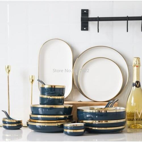 Nordic Light Luxury Phnom Penh Green Plate Home Dining Dishes Combination Soup Bowl Salad Bowl and Dishes Western Plate