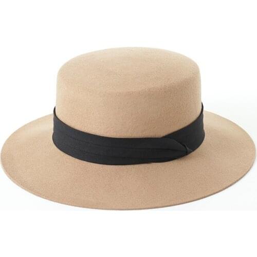 Real Woolen Fedoras Hat for Ladies British Felt Trilby Panama Hat for Women Fashion Vintage Winter Hat Sombrero Church Jazz Hat