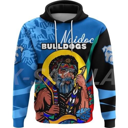 Bulldogs Naidoc Aboriginal Time 3D Printed Hoodie Man Women Harajuku Outwear Zipper Pullover Sweatshirt Casual Jacket Jumpers