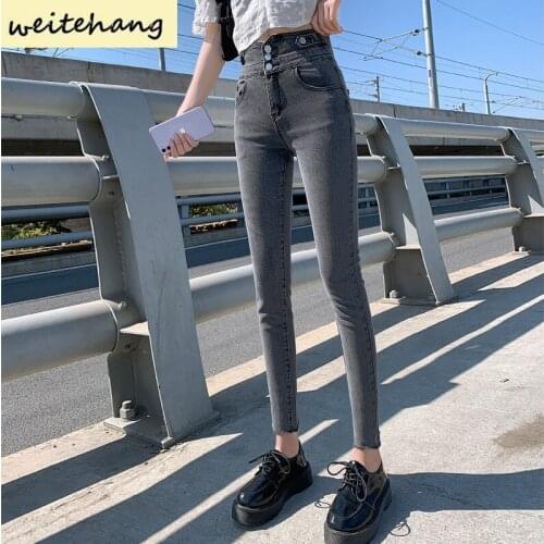 Spring Women Jeans High Waist Denim Trousers Female Fashion Stretch Jeans Hip Slim Fit Skinny Feet Pencil Pants Women Jeans 518