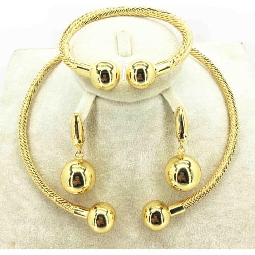 High quality Italian gold jewelry, suitable for womens African Jewelry Fashion Necklace earrings bracelet jewelry