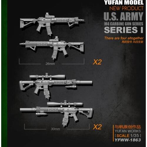 Yufan Model Original 1/35 m4 Rifle-1 Model Kit Resin 2-3CM Soldier accessories Yfww-1863