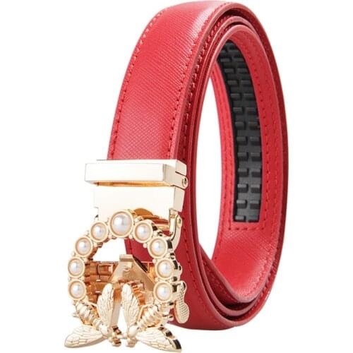 Women Leather Belts For Women Fashion Ladies Leather Straps Business Female Automatic Buckle Belt