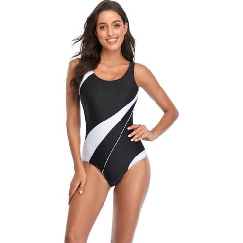 WTCandy 2021 New Professional Sports Swimsuit Women Plus Size One Piece Swimwear XXL Backless Striped Bathing Suit May Bodysuit