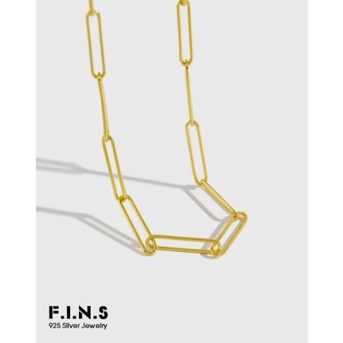 F.I.N.S Korean REAL 925 Sterling Silver Necklace Simple 2020 New Choker Chain Link Female Stackable Chocker Necklace Accessories