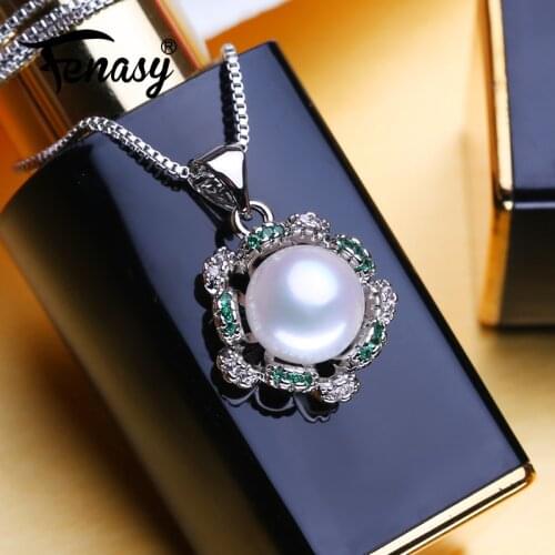 FENASY Natural Pearl Necklaces For Women Pearl Jewelry Personalized Pendant With Chain Cubic Zirconia Choker Necklace Wholesale