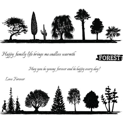 ZhuoAng Two rows of trees Clear Stamps For DIY Scrapbooking/Card Making/Album Decorative Silicone Stamp Crafts