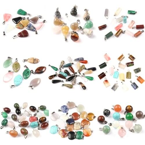10pcs/lot Mixed Natural Stone Gem Pendant Love Heart Star Charms Pendants for Jewelry Making Diy Bracelet Necklace Accessories