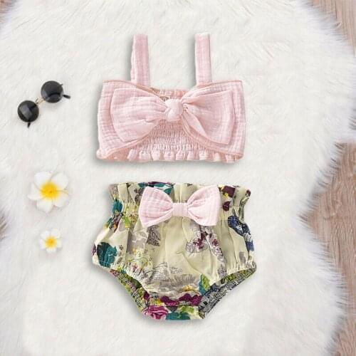 2PCS Baby Kids Girls Summer Outfits Infant Top Shirt Pants Shorts Clothes Set