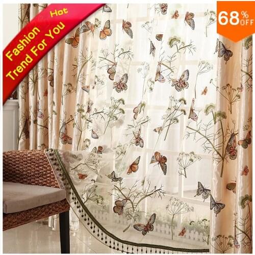 2017 Animal butterfly Drapery 3D colors Flowers embroidery finished curtain sheet curtains have rope & wall hook PAPILLON drapes