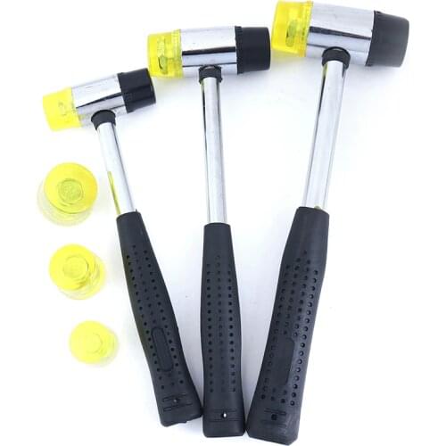 25/30/35mm Double Face Soft Touch Hammer Black Plastic Coated Grip Double Head Rubber Hammer Handheld Tool Leather DIY Tool