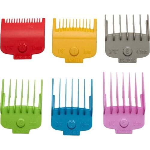 Top Deals 6PCS Colorful Hair Clipper Cutting Comb Guards Limited Comb Tools Barber Replacement Kit Magnetic Guide Comb