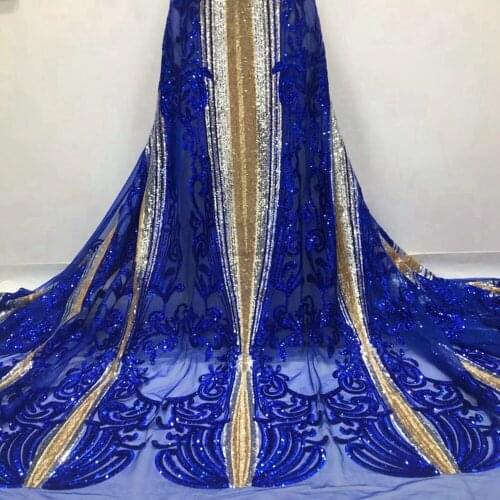 African Tulle Lace Fabric 2021 High Quality Fashion Fabric With Squins French Cotton Lace Fabrics For Occasion Dres 5Yards