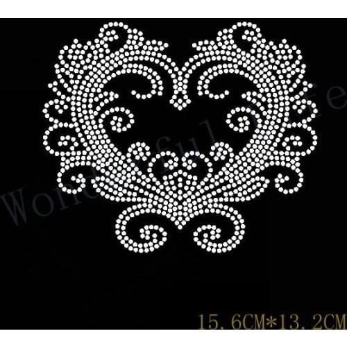 Free Shipping Fancy Heart SMALL Rhinestone Iron on Transfer