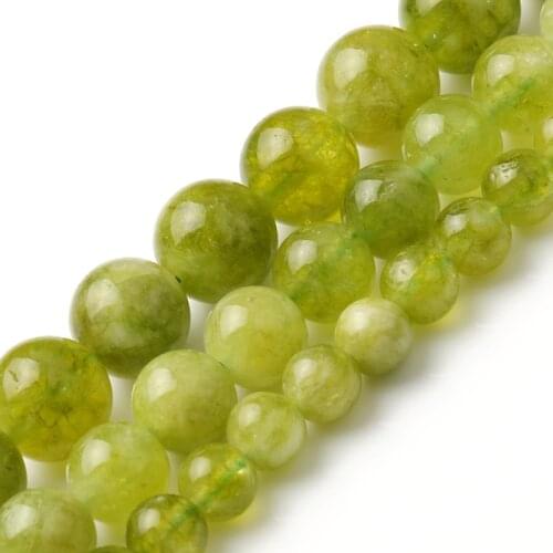 Natural Stone Beads 6/8/10mm Peridot Loose Round Beads for Jewelry Making DIY Bracelet Erarings 15inch Mineral Beads