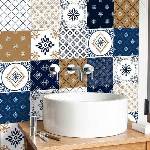 Elegant Style Strip Ceramic Tiles Glossy Surface Wall Sticker Kitchen Bathroom Stairs Wallpaper Waterproof Oil-proof Wall Decals