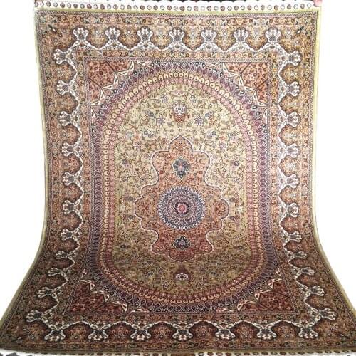 FangCunJinXiu 3x4.5ft Yellow Persian Classic Pattern Handmade Silk Rug For Office Or Living Room FC3010038