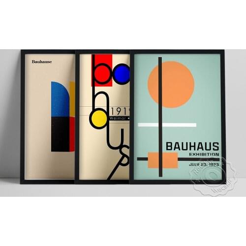 Bauhaus Exhibition Prints, Bauhaus Magazine Poster, Weimar Bauhaus Anniversary Wall Painting, Abstract Geometry Wall Stickers
