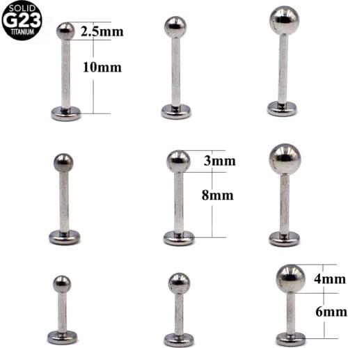 BOG-5PCS/Lot G23 Solid Titanium Ball Top Lip Ring Labret Ear Tragus Cartilage Earrings Body Piercing Jewelry 16g
