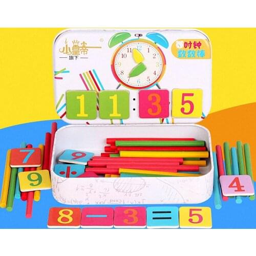 Montessori Magnetic Iron Box Digital Clock Math Toy Number Counting Toy Wooden Stick Baby Kids Learning Educational Toy plays