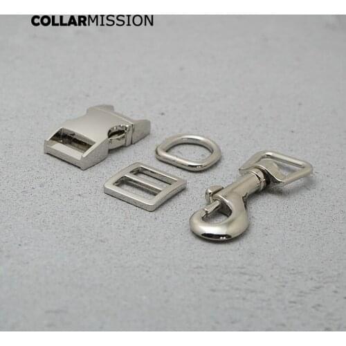 Metal buckle+Tri-Glid+D ring+metal dog clasp/set) retailing silver 15mm for DIY dog collar leash set harness DIY accessories