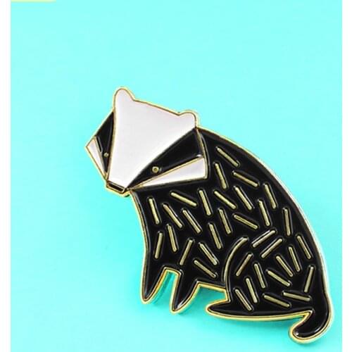 Cute Animal Badger Hedgehog Porcupine Brooches Wild animals Black Badger Lapel Pins Jeans Bag Jewelry Gift for kids Like animals