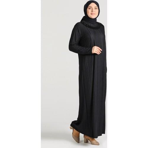 Minahill Plus Size Button Detailed Dress 0411-03 Dark Navy Blue 0411-03