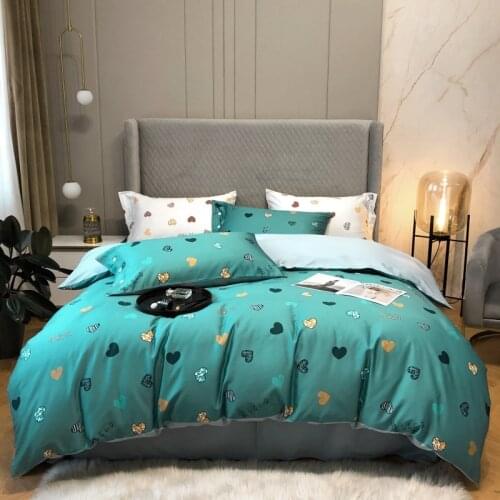 Pastoral Style 600TC Egyptiana Cotton Heart Bedding Sets Queen King Size Duvet Cover Flat/Fitted Sheet Pillowcase