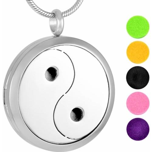 MJP0016 Jewelry Stainless Steel Unisexs Pendant Necklace Chinese Style YinYang Perfume Locket For Essential Oil Diffuser
