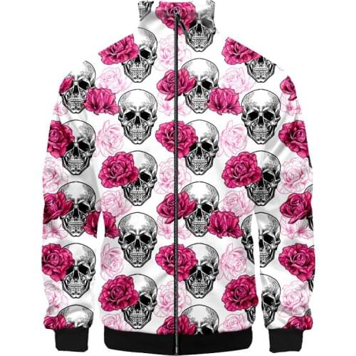 IFPD 3D Stand-up Collar Zipper Jacket Mens Skull EU Size 3D Full Print Novelty Long Sleeves Casual Tracksuits Streetwear Jacket