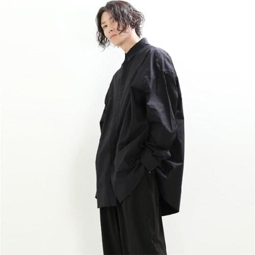 Mens shirt loose drop shoulders dark