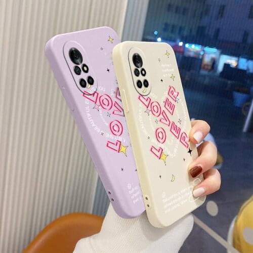 Heart Shaped Square Soft Case For Huawei Nova 8 7 Pro SE 6 SE 5 Pro 5Z 5I 5Ipro 5T 4 4E Liquid Silicone Phone Cover Case