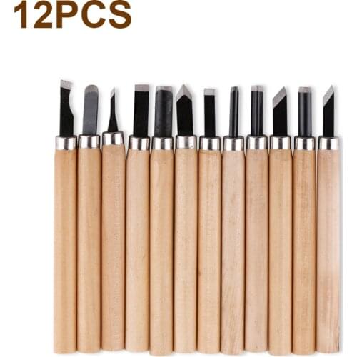 12pcs Wood Carving Chisel Knife Kit Hand Tool Set For Basic Detailed Carving Woodworkers Gouges Woodworking Whittling Cutter