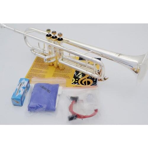 New MFC Bb Trumpet TR-197GS Silver Plated Gold Keys Music Instruments Profesional Trumpets Mouthpiece Accessories Included Case