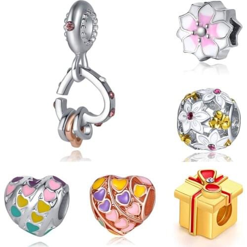 Charms plata de ley plata de ley original bracelet jewelry making valentines day mary poppins bijoux wooden beads