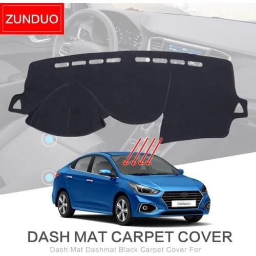 ZUNDUO Dash Mat for HYUNDAI SOLARIS 2 2010 - 2017 Accessories Anti-Slip Dashboard Pad Dashmat Carpet Cover Sunscreen insulation