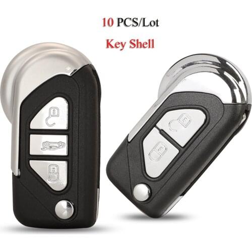 Kutery 10PCS/Lot Remote Car Key Shell For Citroen DS3 For Puegeot 2/3Buttons With VA2 Uncut Key Blade Blank Case Replacement